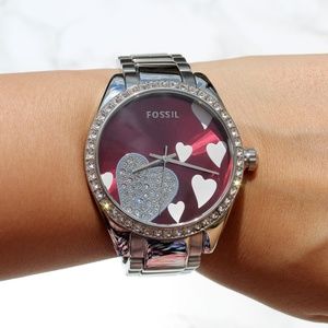 Fossil Embellished Red Heart Watch ES2153